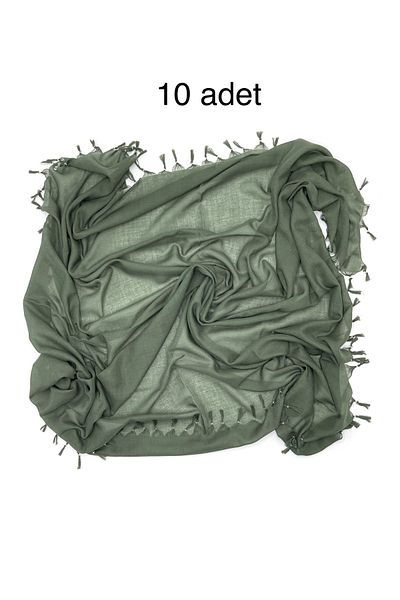 Naz Ipek Pachet de 10 bumbac de culoare uni cu margele verde armat scriere cadou Distributie 110x110cm
