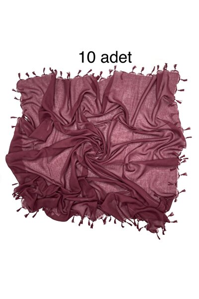 Naz Ipek 10'lu Paket Pamuklu Düz Renk Boncuklu Bordo Yazma Hediyelik Dağıtmal...