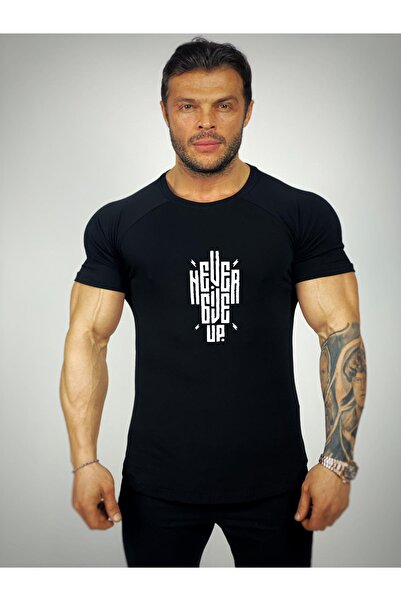 Black İstanbul Nikada ne odustaj Štampano Fitnes T-shirt