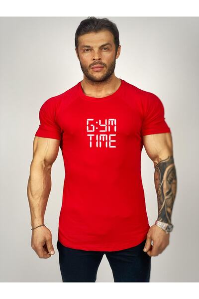 Black İstanbul Gym Time Printed Fitness T-shirt