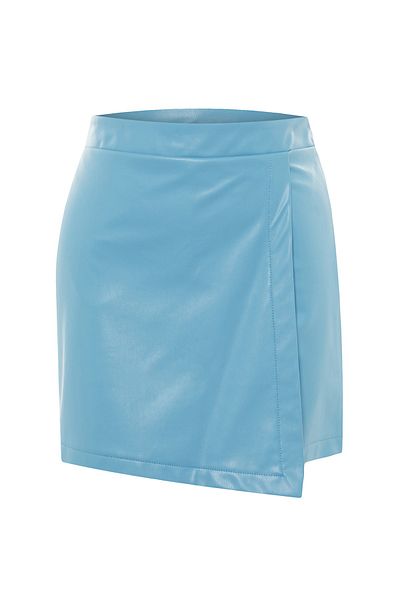 Trendyol Collection Modrá sukně z umělé kůže Woven Shorts TWOAW23SR00044
