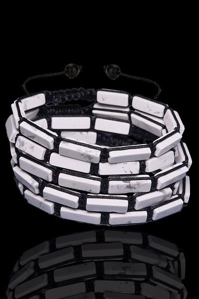 Tesbih Atölyesi Certified Aaa+ Rectangular Cut Howlite Stone Natural Stone Bracelet