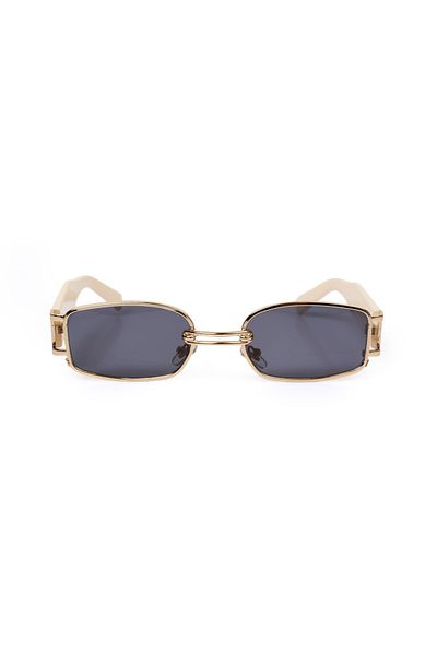 TomyHelf Women's Sunglasses Retro Rectangular Cream Frame Black Glass Without Ring Without Logo