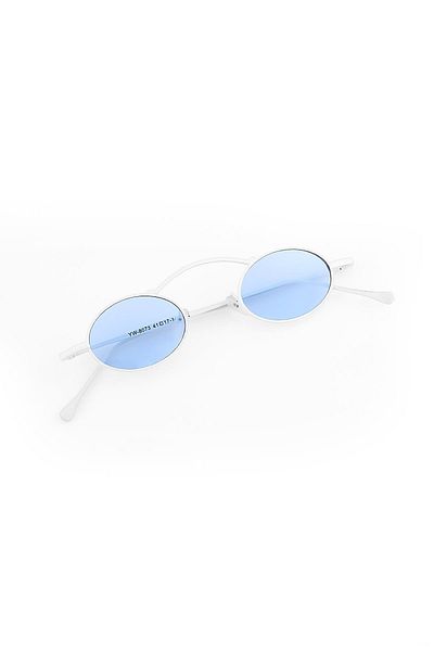 TomyHelf Women's Sunglasses Minimalist White Frame Blue Glass