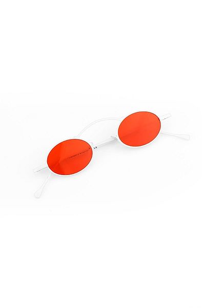 TomyHelf Minimalist Women's Sunglasses - White Frame, Red Glass