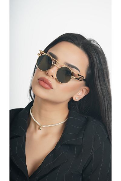 TomyHelf Style Glasses Round New Season Gold Frame Black Camm