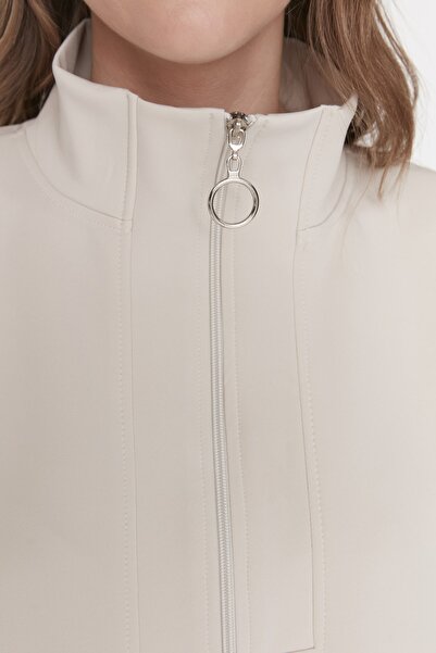 Trendyol Modest Φούτερ Diver Oversize Stone Color με φερμουάρ - TCTAW23TW00198