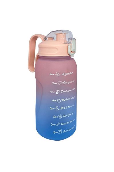 Vagonlife 2000ml Double Color Motivational Flask with Handle and Without Straw, Sticker Gift