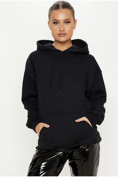 DEEPSENCE Women's Black Hooded Sweatshirt Happines Back Print