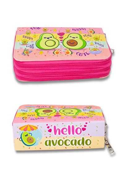 Size Kalem Kutusu Avocado Kawaii Desen Orginazer Üç Bölmeli (kalemlik)