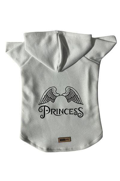 Monopetz Hooded Sweatshirt Dog And Cat Outfit & Dress - White Princess - Size M