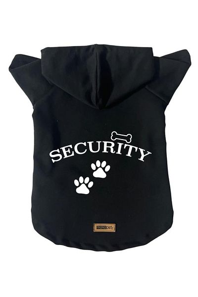 Monopetz Hooded Sweatshirt Dog And Cat Clothes & Dress - Black Security - Size L