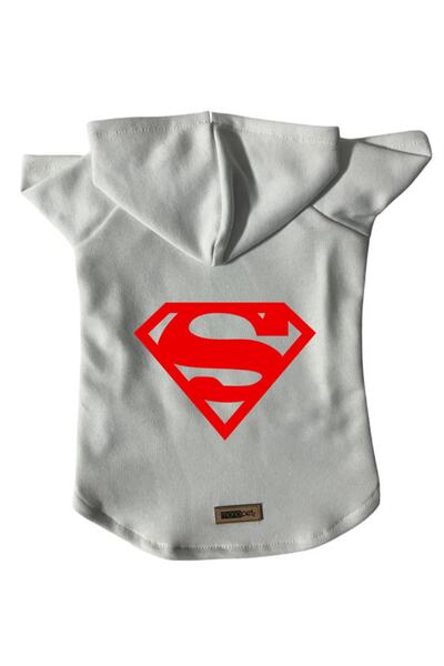 Monopetz White Superman Size S - Hooded Sweatshirt, Dog and Cat Outfit Clothes