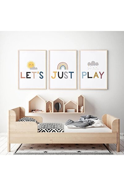 Let's Just Play Bebek & Çocuk Odası Özel Tasarım Mdf Duvar Tablo Seti 3 Parça