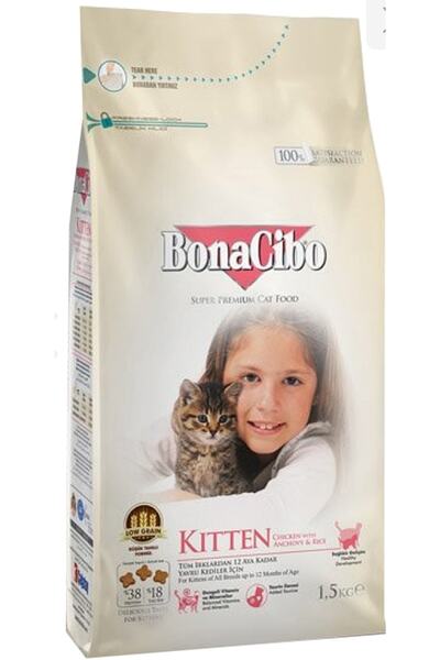 BonaCibo Kitten Tavuklu (hamsi Ve Pirinç Eşliğinde) Yavru Kedi Maması 1,5 kg