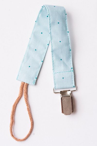 MyVera Water Green Polka Dot Pacifier Strap - Fabric Cotton Laced Pacifier Chain - Pacifier Holder