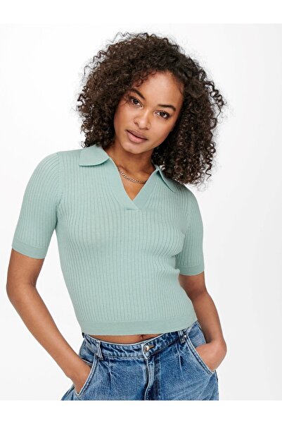 ONLY Πλεκτό μπλουζάκι με κοντό μανίκι Onlnımone S/s Life Polo Pullove Knt Noos με γιακά πόλο
