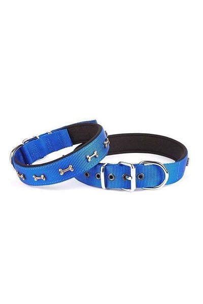 Doggie طوق كلب منسوج مريح كبير أزرق 3x47-55 سم