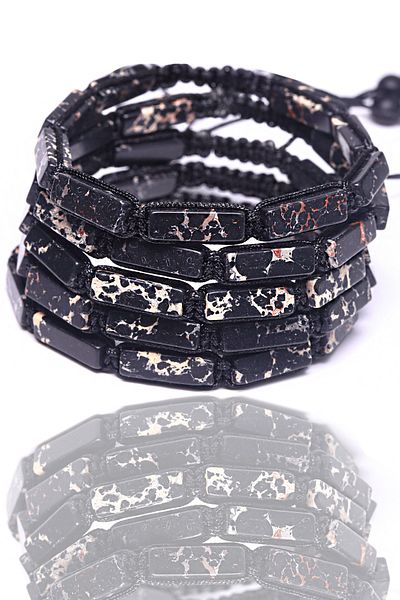 Tesbih Atölyesi Certified Rectangular Black Varisite Stone Bracelet