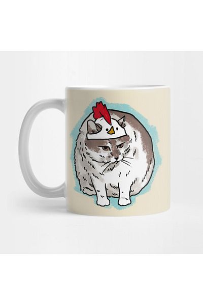 Pixxa Cat Mug with Chicken Hat