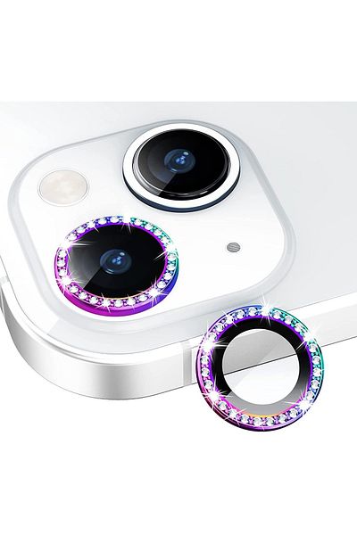 HyperAge iPhone 13 & 13 Mini Compatible Camera Protector Stone Diamond Series Stone Colorful [Set of 2]