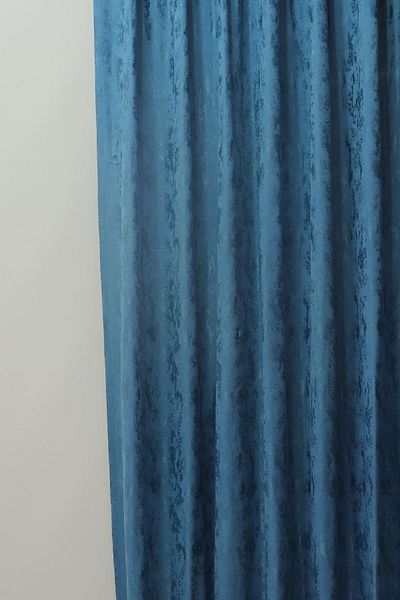 PurpleShopping Petrol Blue Cusut simplu Extrafor Snur Fagure Catifea Fundal Texturat Perdele 150x260