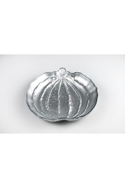 HERITAGE Silver Painted Pumpkin Serving Plate 22 Cm