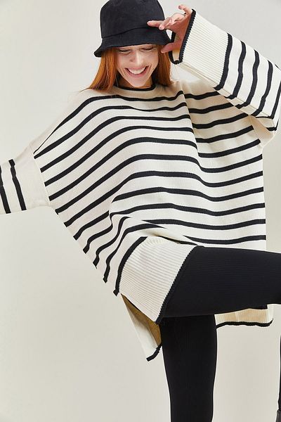 Bianco Lucci Gestreifter Oversize-Strickpullover für Damen