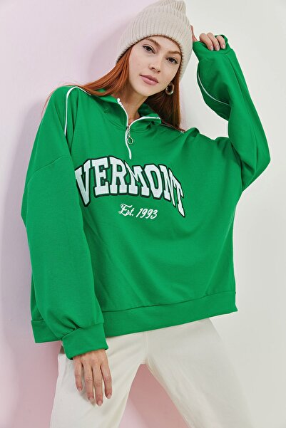 Bianco Lucci Dámská mikina na zip s potištěným 2 vláknem