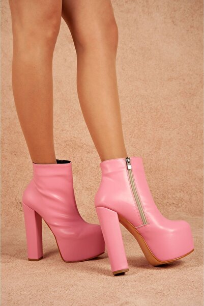 Tarz Topuklar Pedro Fermuarlı Yüksek Topuklu Platform Bot