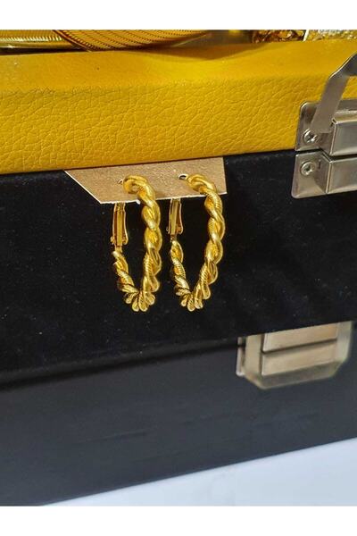 barisiva gold 22 Ayar Altın Kaplama Çift Burma Küpe