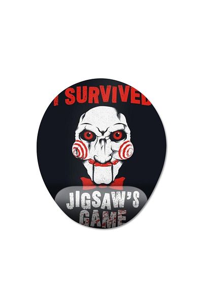 Pixxa I Survived Jigsaw - منشار - لوحة ماوس مع دعم المعصم - نموذج بيضاوي واحد