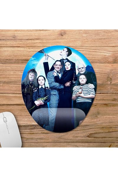 Pixxa موديل لوحة ماوس مع مسند للمعصم من Addams Family - 4 بيضاوي