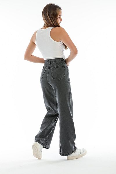 DRC trend Russel Ash Gray Smoked Power Lycra Super High Waist Loose Jeans Palazzo