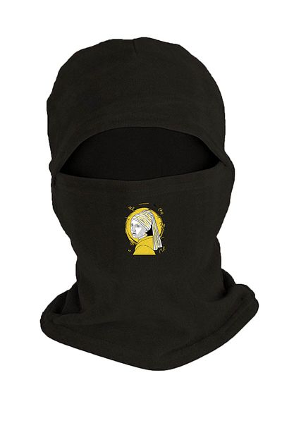 herotasarım Χειμερινή μάσκα χιονιού Fleece με μαύρα μαργαριτάρια σκουλαρίκια για κορίτσια - Bll924