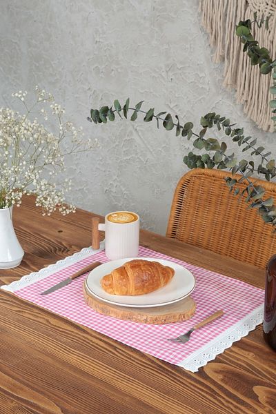 cotton maison Serviciu American Patrat festonat 4 Piese Retro 30x45 Cm