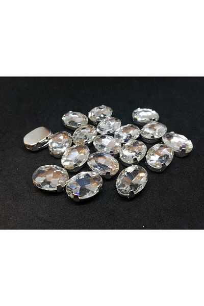 yiğit aksesuar 13x18(1.8cm) Cased Pillar Oval Glass Stone 10 Pieces