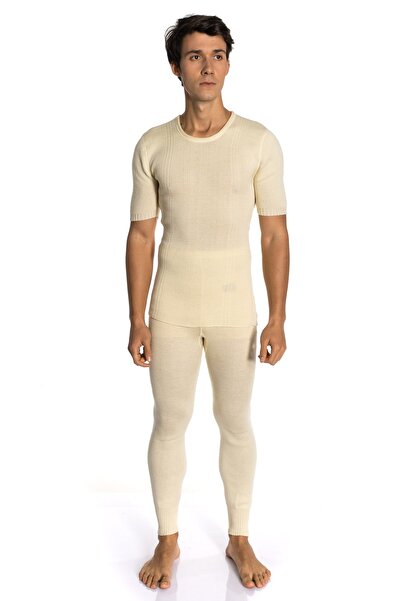 DERTEX Ανδρικό εσώρουχο σε κρεμ χρώμα πλεκτό κάτω