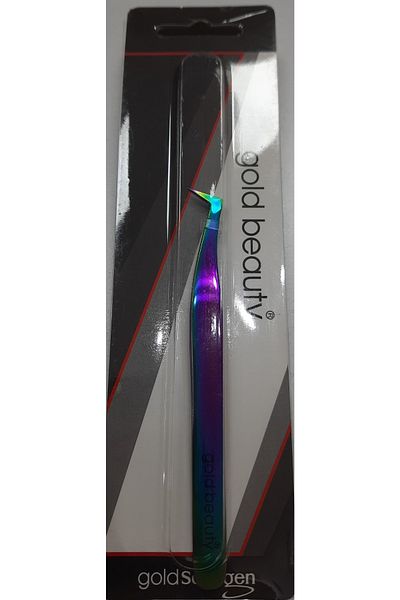 Gold Beauty Silk Eyelash Tweezers Blue