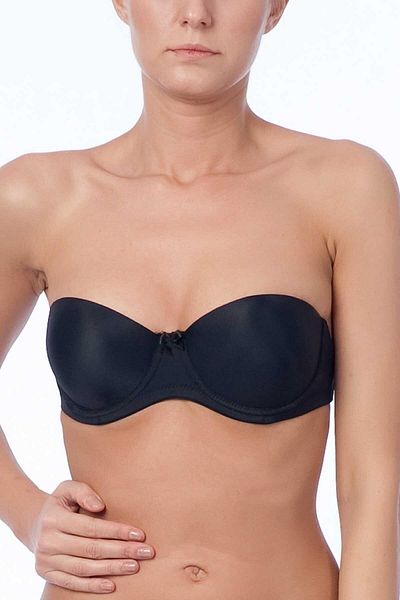Nurteks 1505 Γυναικείο Μαύρο Underwire Push Up Καλυμμένο Στράπλες Σουτιέν