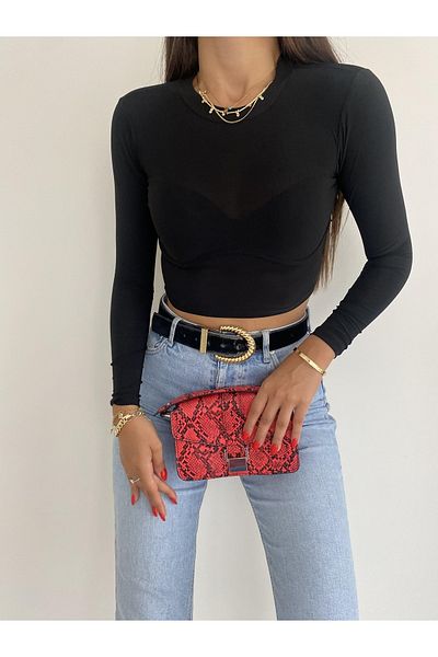 Jose Clothing Γυναικεία μπλούζα με μακρυμάνικη λαιμόκοψη με λεπτομέρεια