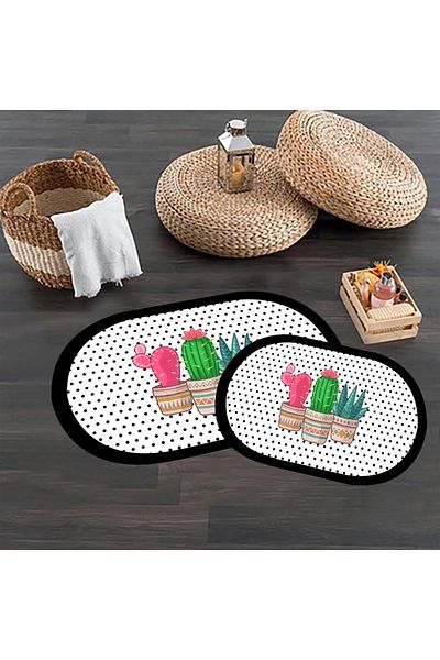 eco concept Dot Base Cactus Toilet Set 2 Pieces 3802 Tufted