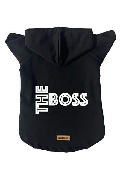 Monopetz Kapişonlu Sweatshirt Köpek Ve Kedi Kıyafeti & Elbisesi - Siyah The Boss