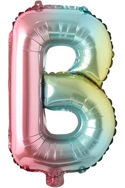 Patladı Gitti B Harf Gökkuşağı Folyo Balon16 Inç 36 Cm