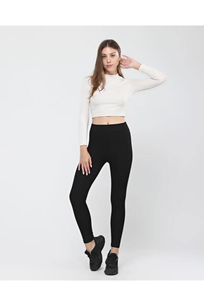 Ozy Fashion Γυναικείο Μαύρο Ατσάλι Πλεκτό Καλσόν Συσφιγκτικό Ψηλόμεσο