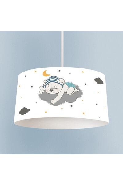 BAMBAŞKA MODA Bulut Üzerinde Uyuyan Çocuk Desenli Beyaz Avize Bmav-092