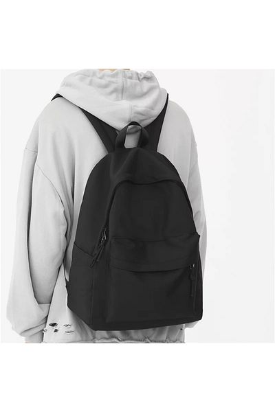 Köstebek Plain Black School Backpack College High School Junior High School Backpack
