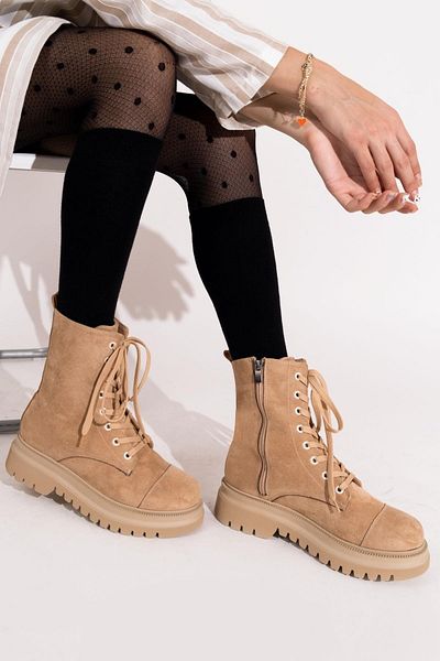 Modabuymus Polle Ten Suede Lace-Up Soldier Mail Daily ελαφριές μπότες με χοντρή σόλα