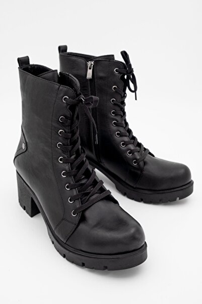 Modabuymus Шорті-боти з натуральної шкіри на низькому каблуці, чорні - Tarander