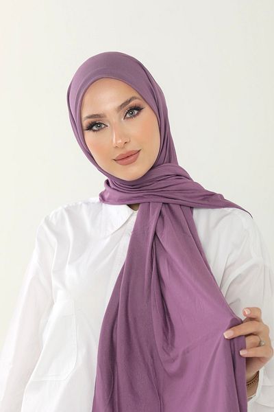 Beyzak Purple Luxury Combed Cotton Shawl - Women's Hijab Jersey Hijab Lycra Shawl